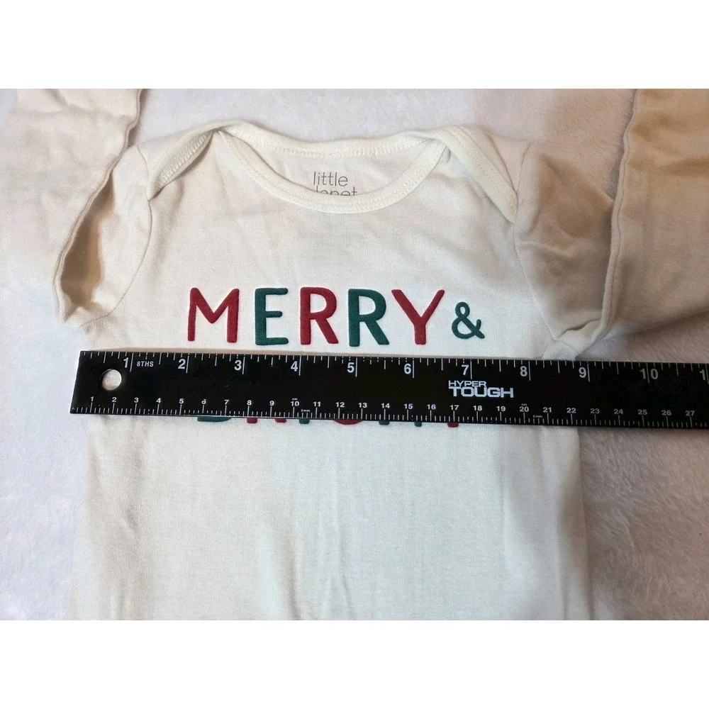 M336 Carter's Baby Girls 18M Christmas Merry Bright Floral Heart Sleeper Bodysui